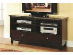 Danville black marble top TV stand entertainment console with 2 