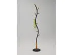 Black Metal Oak Wood Hooks Hall Tree Coat Hat Rack