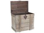 Household Essentials White Washed Rustic Decorative Wooden Trunk