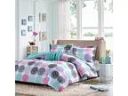 1 X Fullqueen Reversible Comforter Set Pink Teal Purple Bedding 