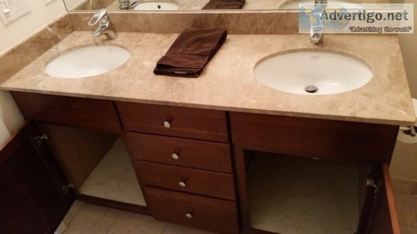 Complete Bathroom Double Vanity Set. Vanit Sink Marble counterto
