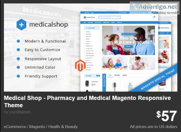 Medical shop magento responsive theme