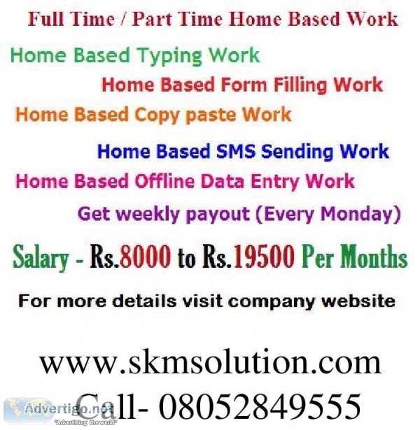 Best part time home based online data en