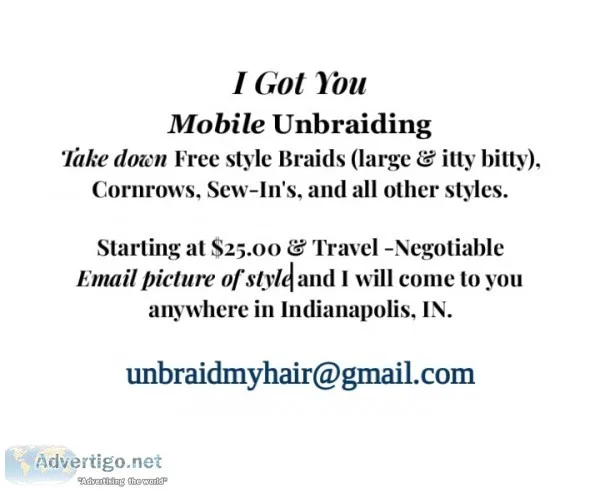 Mobile unbraiding / extension take down
