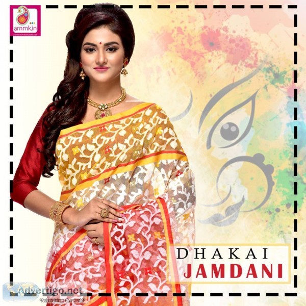 Dhakai jamdani sarees online at ammk