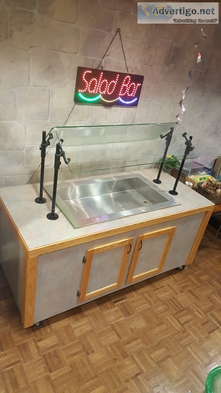 Salad bar custom made with thick glass s