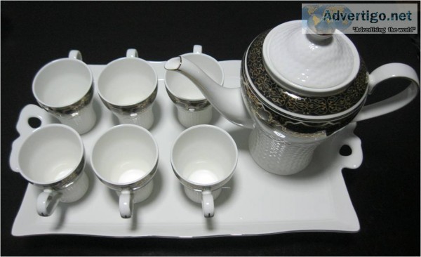 Black tea set with tray