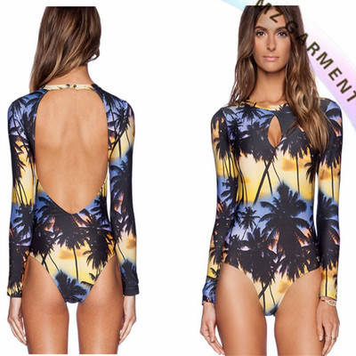 Long sleeve backless swimsuit, one piece