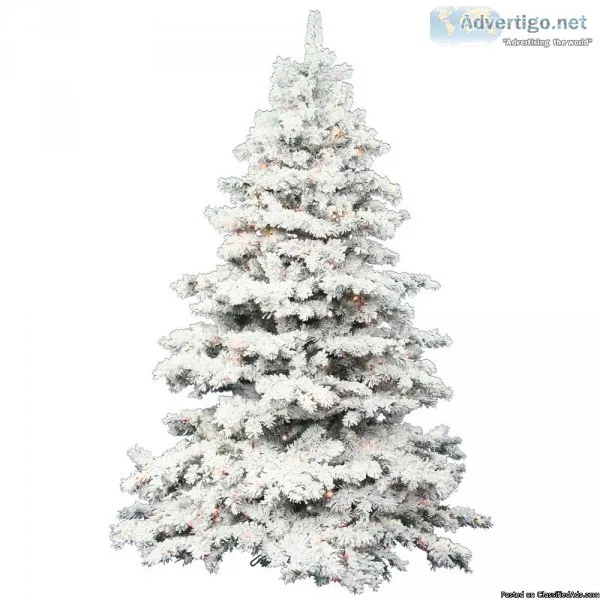 36&quot Flocked Alaskan Tree with 100 Multi-Colored LED Lights