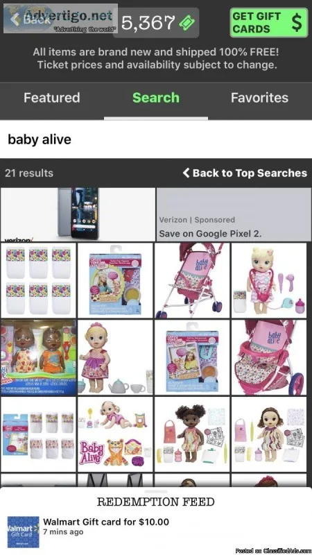 Baby alive and other kids toys for FREE