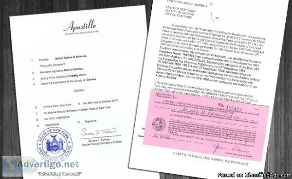 NYC FOREIGN CONSULATE APOSTILLE SERVICES