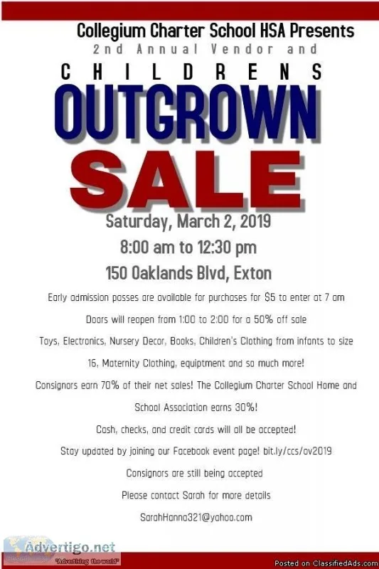 Collegium Charter School Outgrown and Vendor Sale