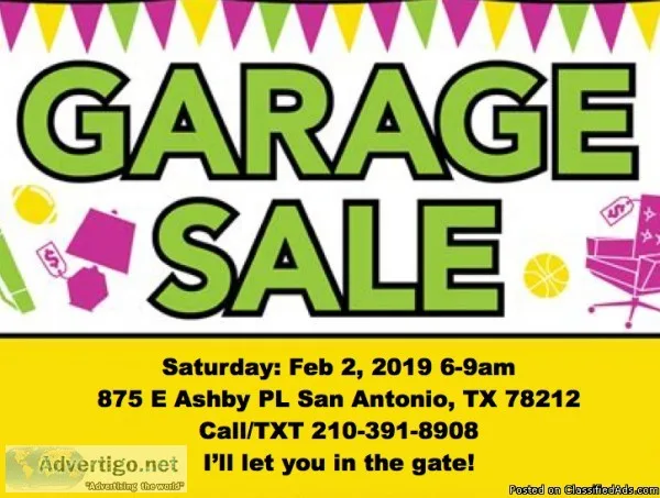 TOMORROW GARAGE SALE FEB 2 6-9am