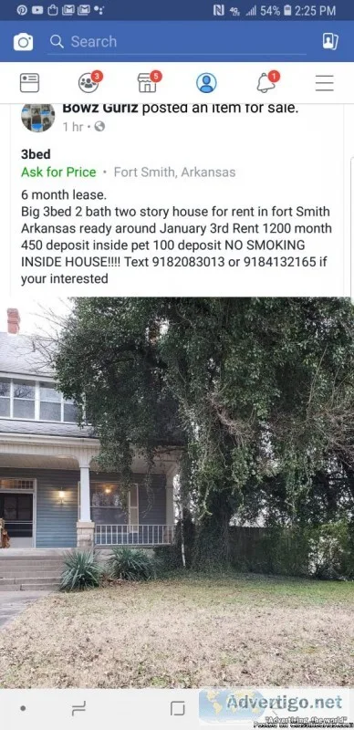 Large two story house for rent