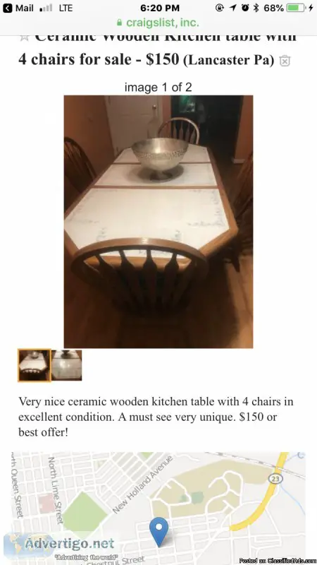 Kitchen dinning table with 4 chairs