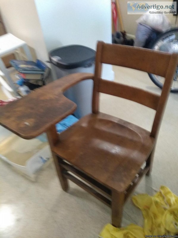 Antique 19th century classroom wooden chair