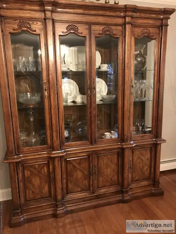 Solid cherry wood china cabinet