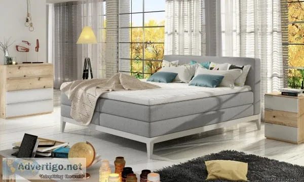 Upholstered Helio Bed with mattress
