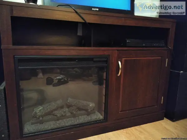 Entertainment stand with built-in heater and Mini fridge