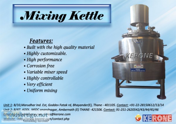 Mixing kettle plant, sold by kerone