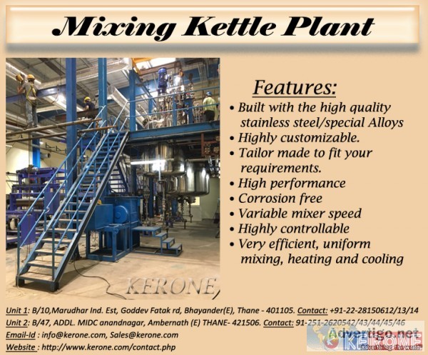 Mixing kettle plant, sold by kerone