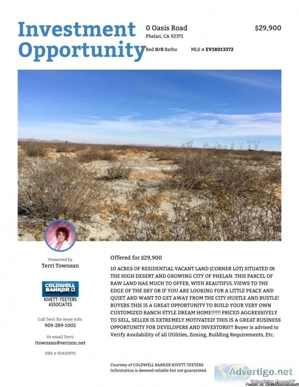 10 Acres Residential Land Phelan