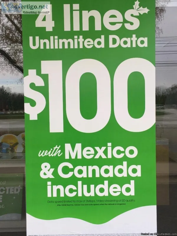 4 LINES FOR 100 A MONTH WITH CRICKET WIRELESS SOUTHFIELD