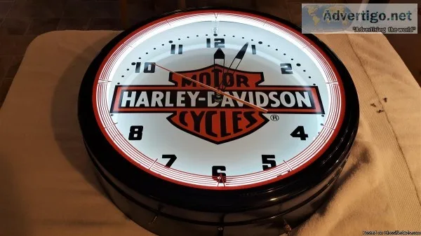 Harley Davidson Neon Clock 20&quot Large Dealer type
