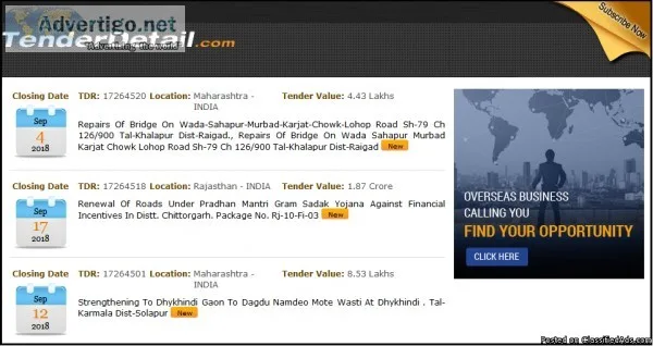 Get Details of Maharashtra Government Tenders from Tender Detail