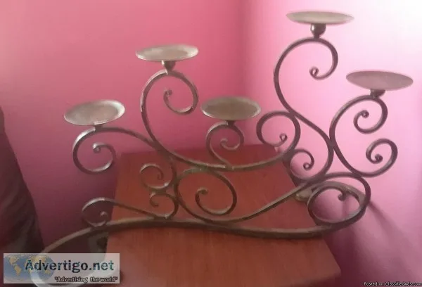 Tuscan Styled Aged Bronze Iron 5-Candle Candelabra