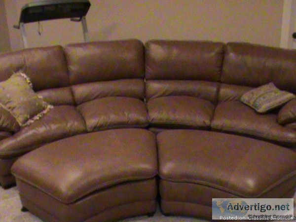 Curved leather sectional