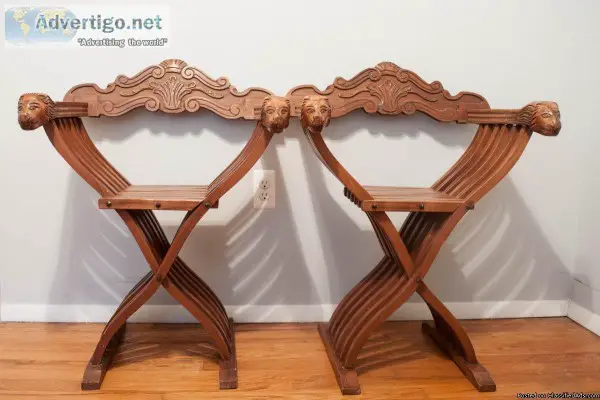 Italian Hand Carved Savanarola chairs