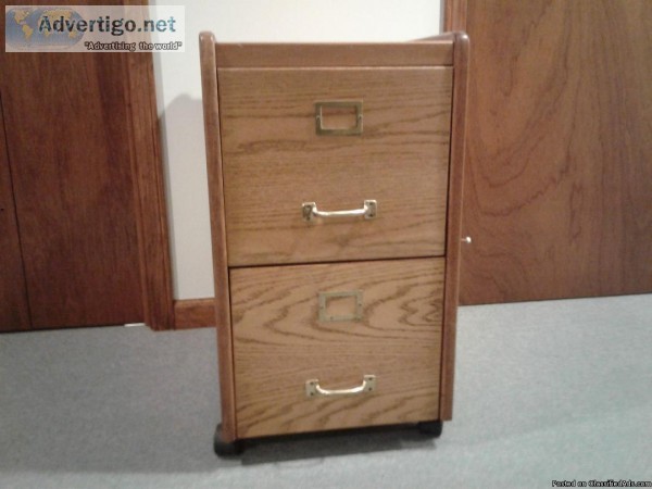 2 DRAWER SOLID WOOD MOBILE FILE CABINET