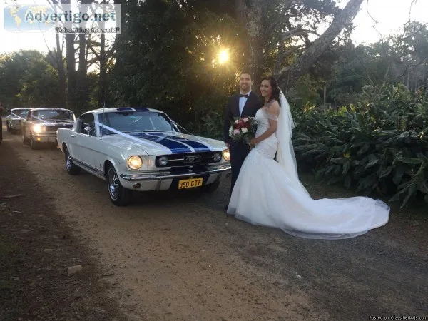 Enter the Wedding Venue in Specially Modified Mustang