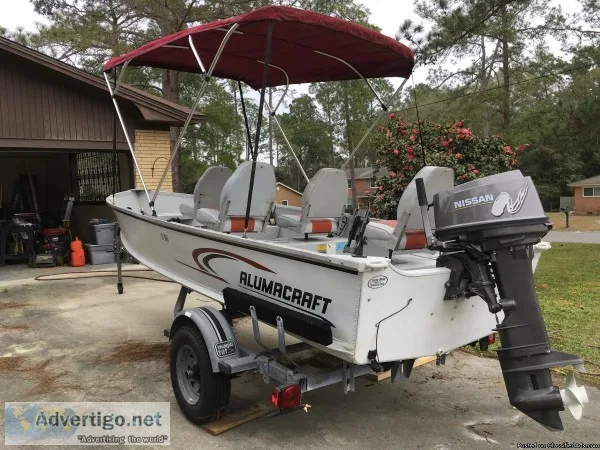 16 Ft V-Bottom Alumacraft BoatMotor Trailer