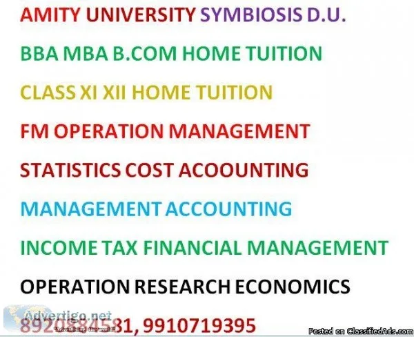BEST home tuition for CLASS XI XII CA CPT IPCC BBA B.COM MBA