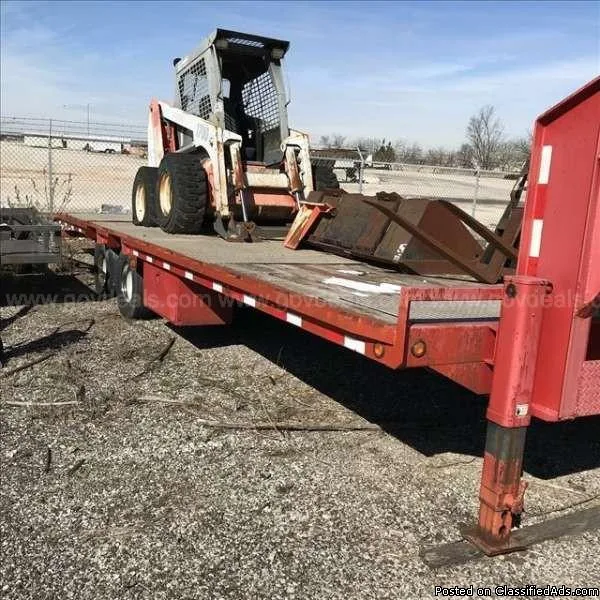 36  Gooseneck Flatbed Trailer with Bobcat Scat Trax 1700C