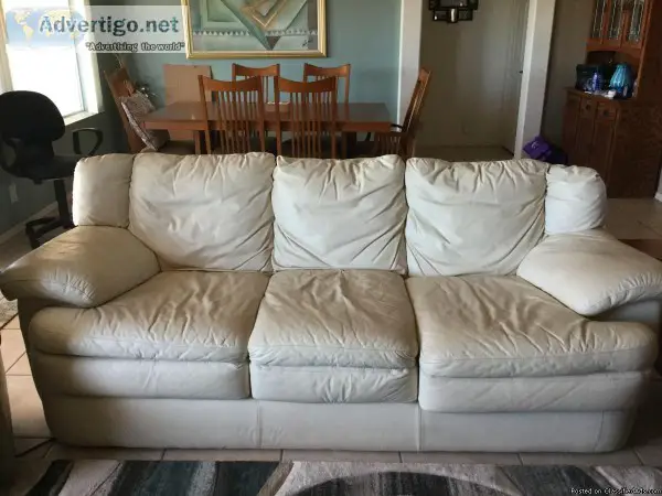 Good used white leather couch