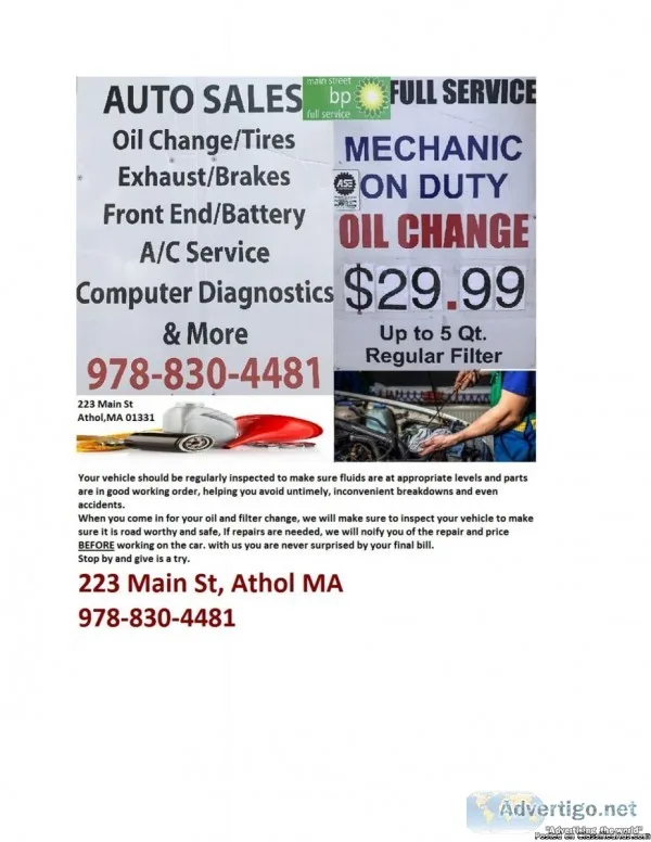Get a quality oil change and vehicle check-up