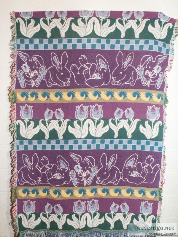 Bunny and Tulips Decorative Throw