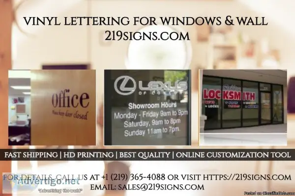 Vinyl Lettering For Windows and Walls  219signs.com