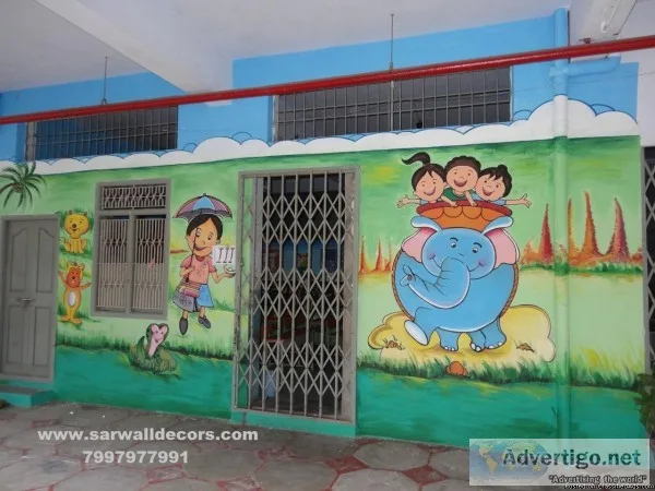 school cartoon wall Art painting in Hyderabad