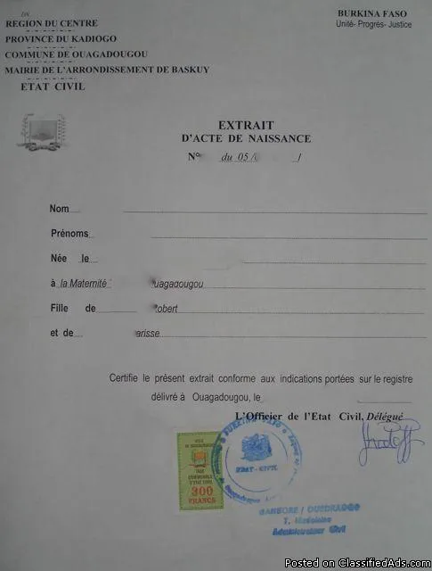 USCIS FRENCH BIRTH CERTIFICATE TRANSLATIONS