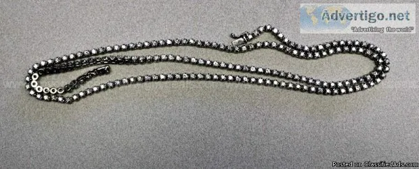 14 kt white gold diamond tennis necklace