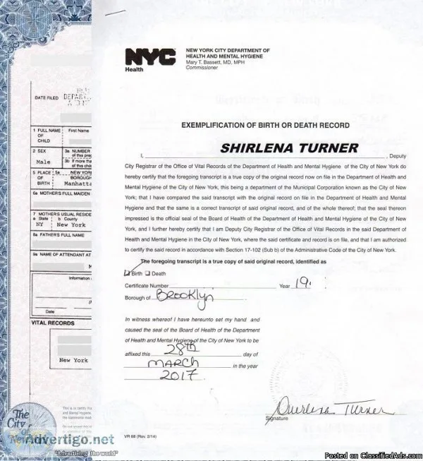 NYC BIRTH CERTIFICATE SPANISH TRANSLATIONS (24hrs)