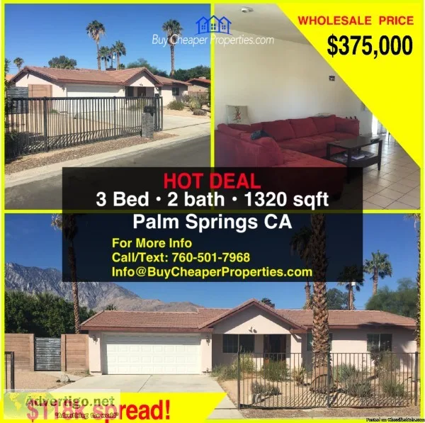 Hot Deal Palm Springs CA 118K spread