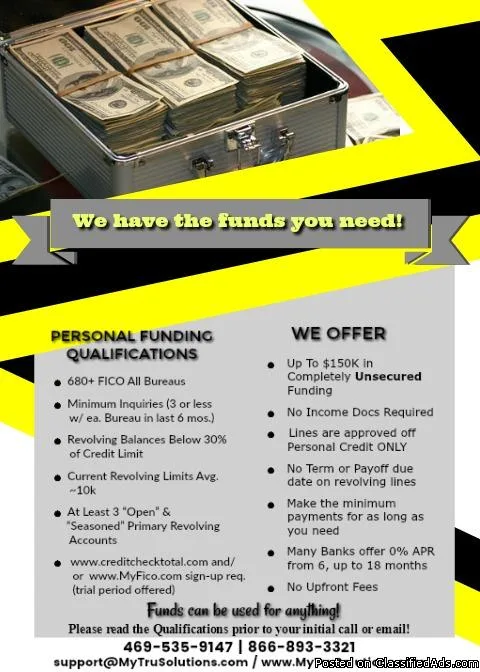 Personal Funds Available in as early as 7 days