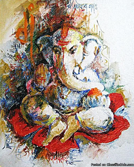 Lord Ganesh 8 - Handpainted Art Painting