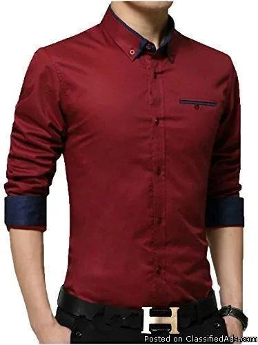 Buy Maroon Color Satin Cotton Mens Shirt  Zinnga
