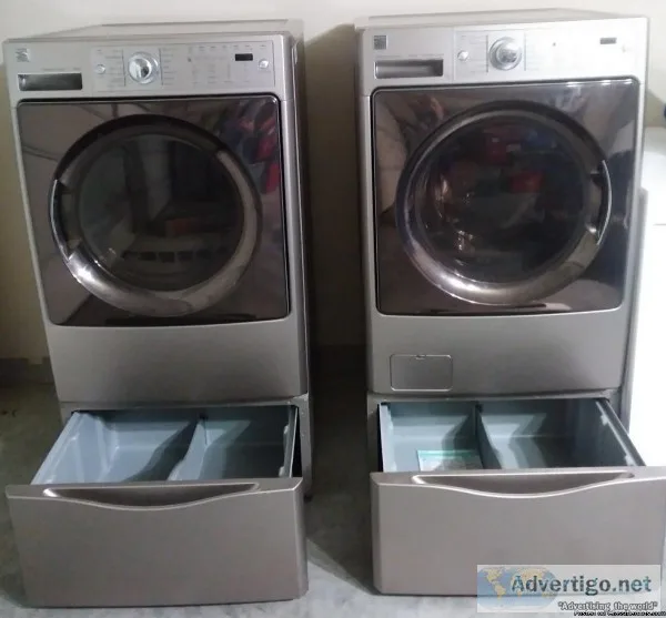 Kenmore Elite Front Load washer and dryer with pedastals